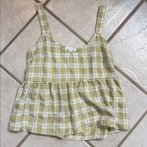 Yellow Plaid Sleeveless Top